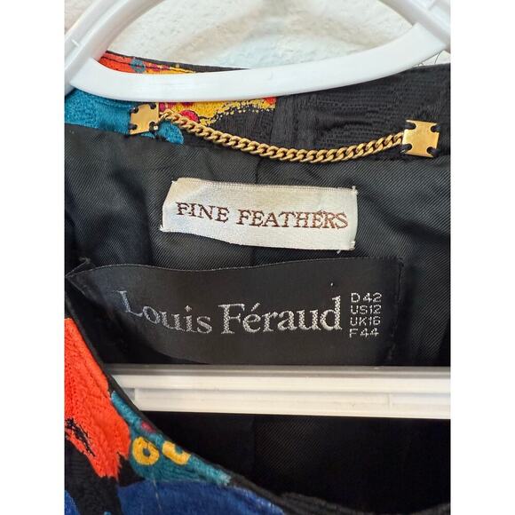 Vintage 90s/80s Louis Feraud Short Sleeve Blazer Abstract Butterfly Cotton 12 - Picture 3 of 11